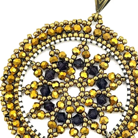 HAND CRAFTED Statement Pendant with Bronze Gold and Purple - Picture 9 of 11